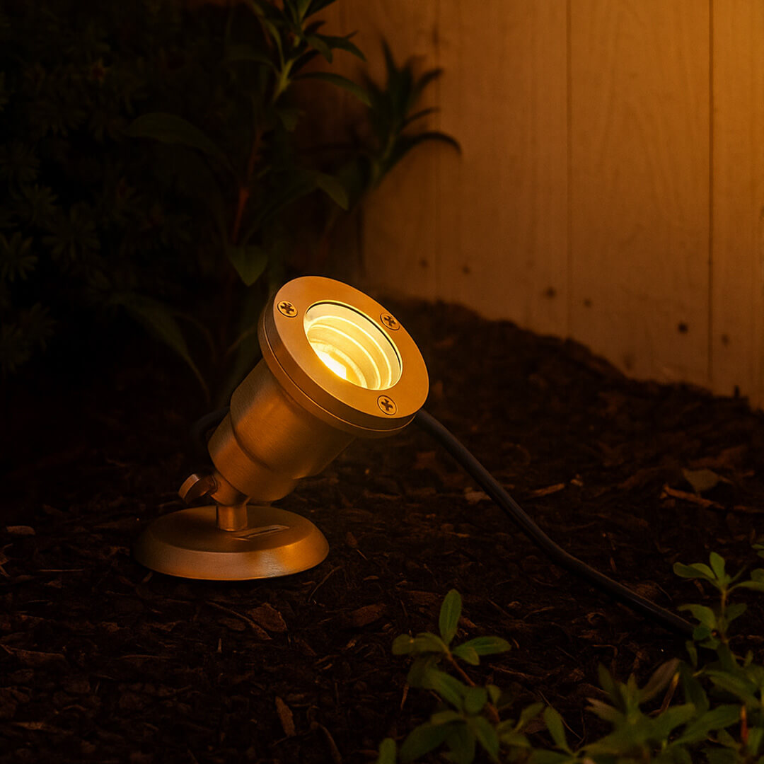 12V Brass Open Face Submersible LED Pond Lighting Mini Spotlight, Easy DIY Pond Lighting, No Splice Connections (NSC) - OUW-707