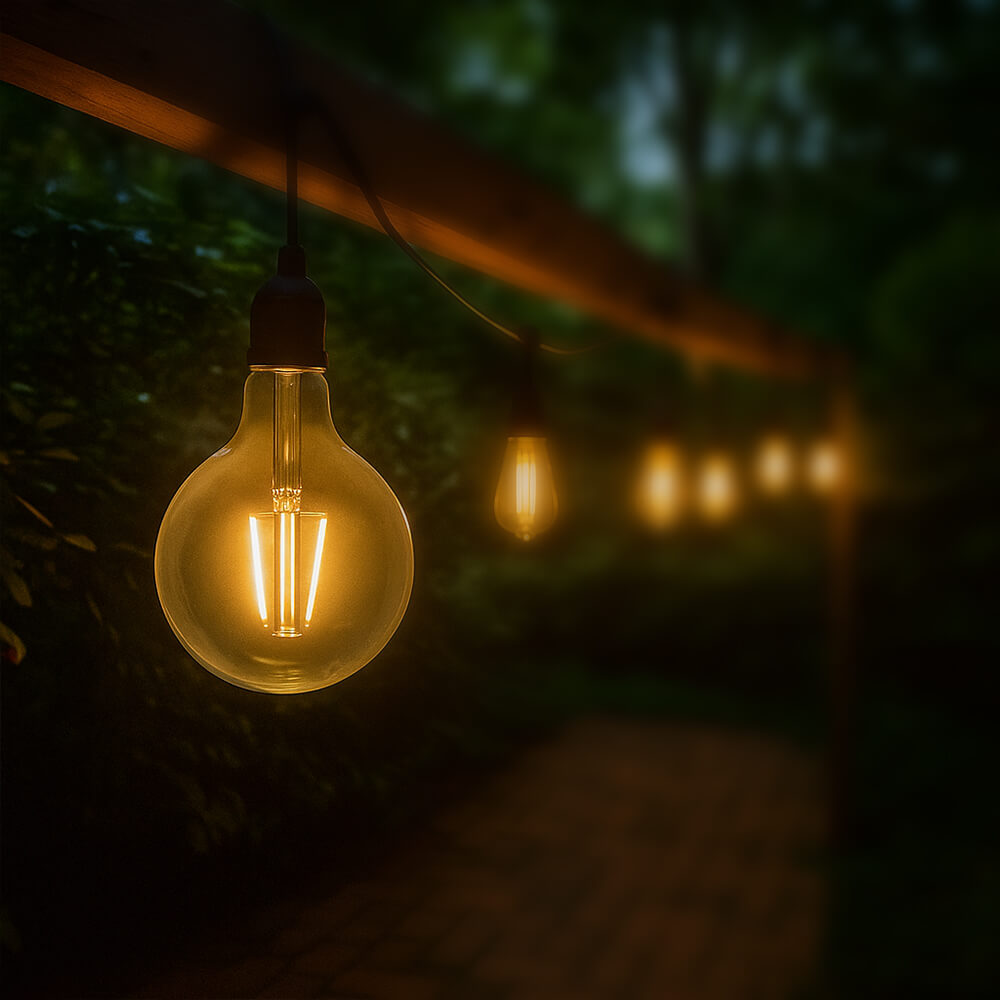 120V Dimmable Outdoor LED String Light w/ Large Globe Edison Bulb - AQLIGHTING - OSL-G25