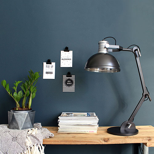 Industrial Desk Lamp Wooden Table