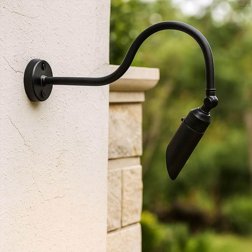 12V LED Cast Brass Low Voltage Angle Shield Bullet Spotlight Gooseneck Sign Light - OGN-R12-12V