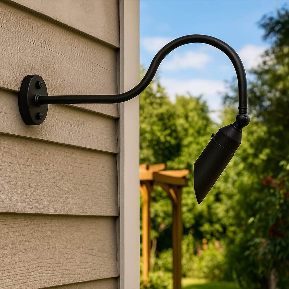 12V LED Cast Brass Low Voltage Angle Shield Bullet Spotlight Gooseneck Sign Light - OGN-R12-12V