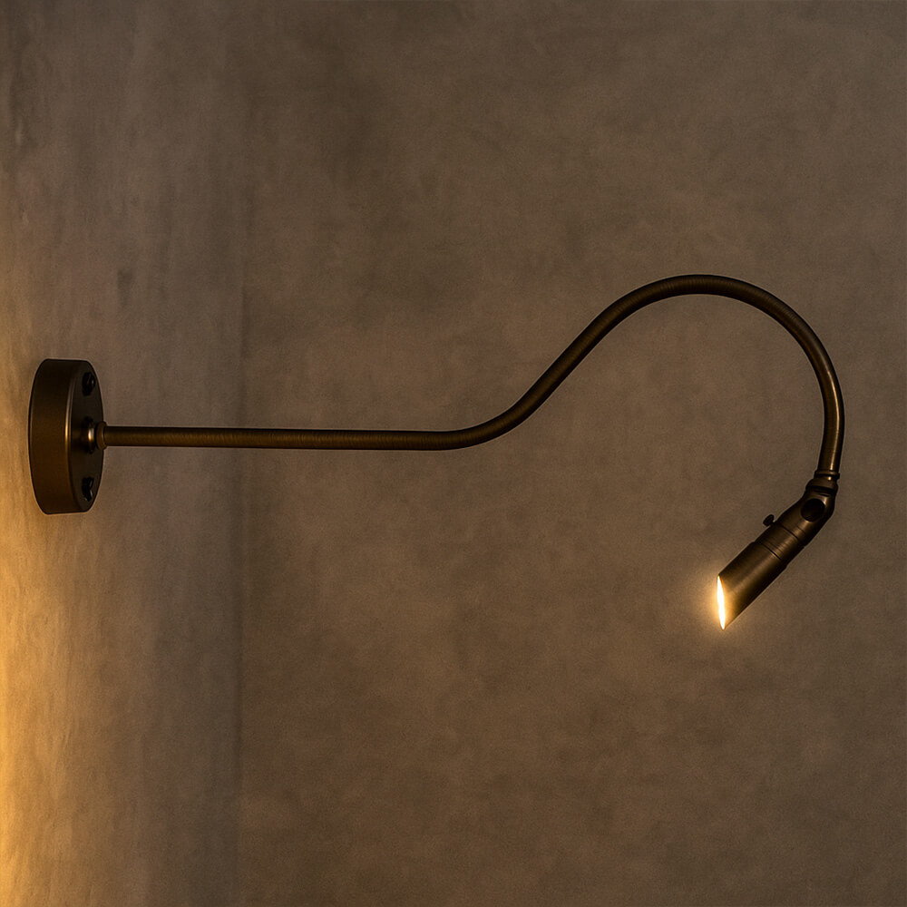 12V LED Cast Brass Low Voltage Angle Shield Bullet Spotlight Gooseneck Sign Light - OGN-R12-12V