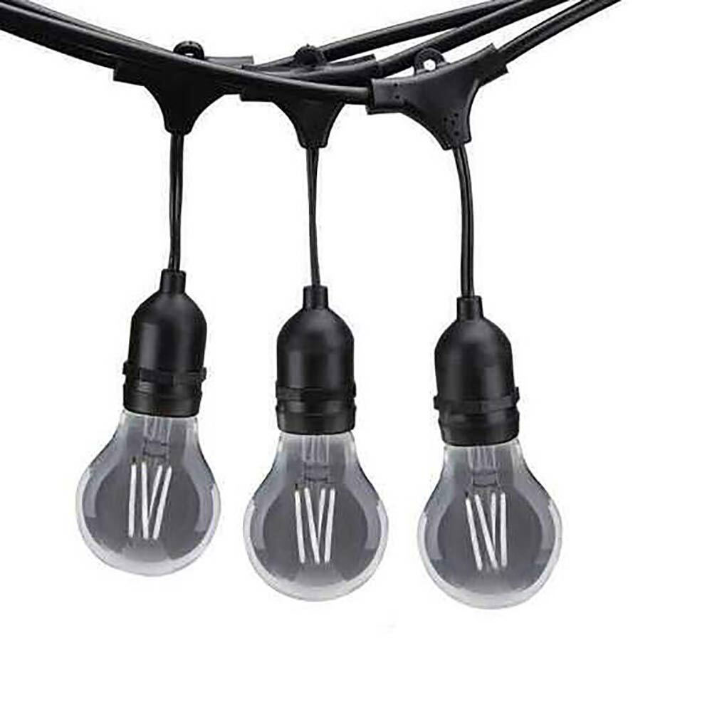 Outdoor String Lights Shown with Smoked Glass Bulbs