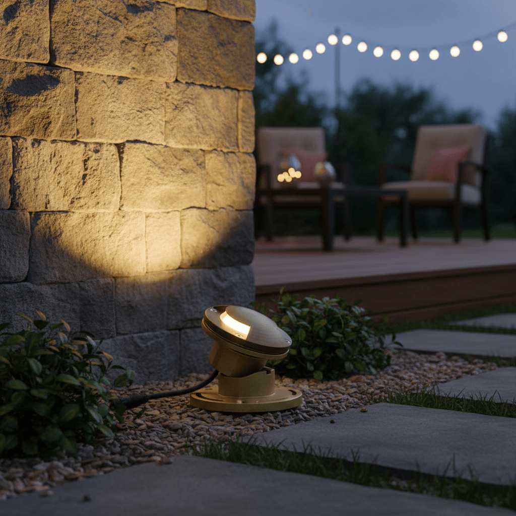 12V 6w Cast Brass Compact In-Ground Spotlight w/ Bi-Directional Cover Integrated LED Light Adjustable & Mini Sized Heavy Duty