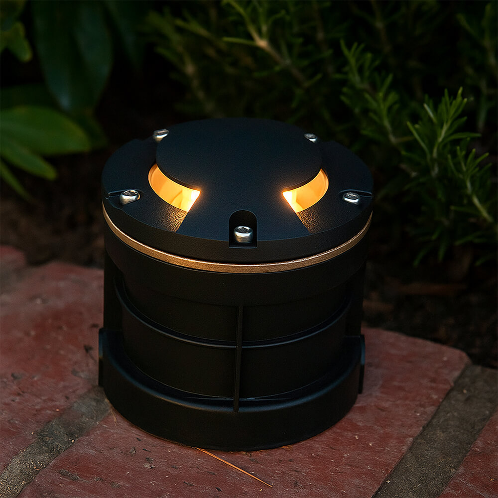 12V 6W Cast Brass Bi-Directional Cover Integrated LED Outdoor In-Ground Well Light - 5" Diameter - OIGL-5I-MR2