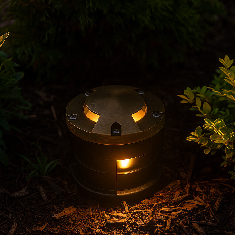 12V 6W Cast Brass Tri-Directional Cover Integrated LED Outdoor In-Ground Well Light