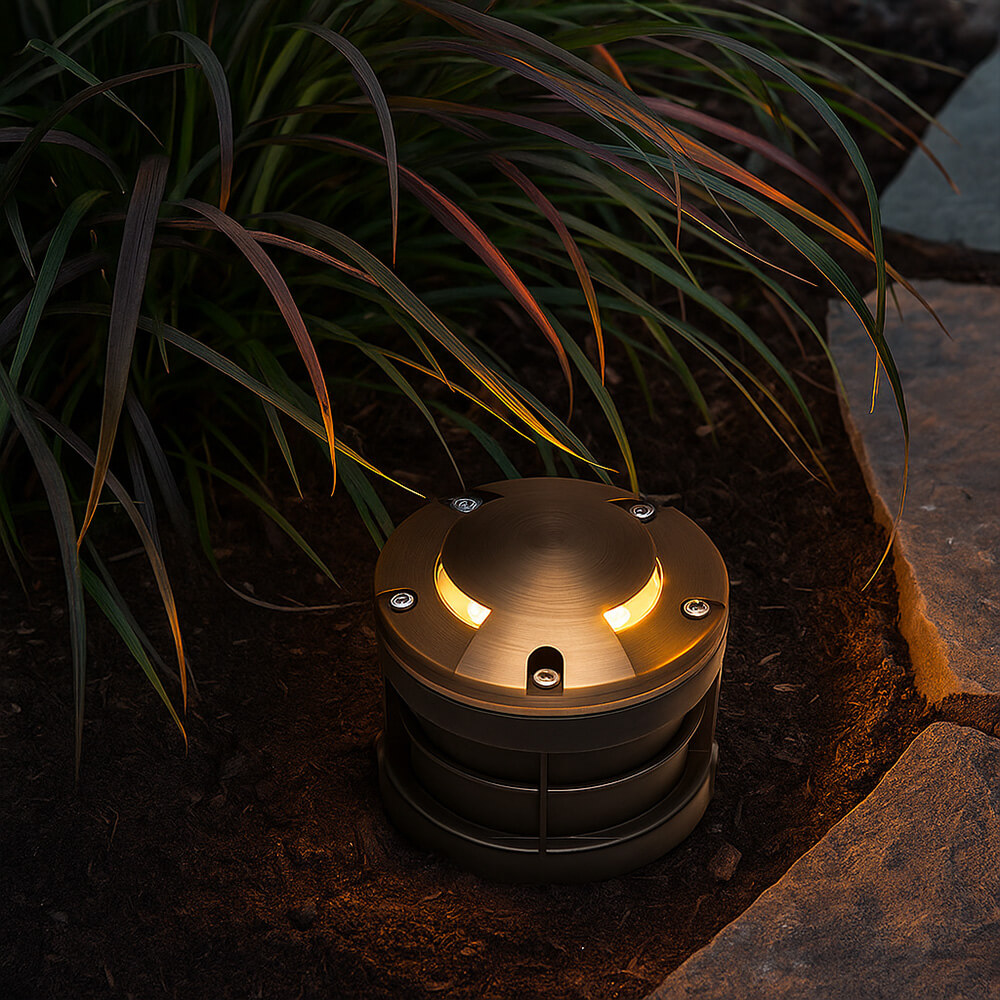 12V 6W Cast Brass Tri-Directional Cover Integrated LED Outdoor In-Ground Well Light
