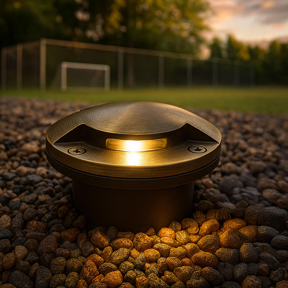 12V Composite In Ground Well Light w/ Cast Brass One Leaf Cover, Landscape Lighting w/ N.S.C., Easy DIY Installation - N.S.C. - OIG-3B-MR1