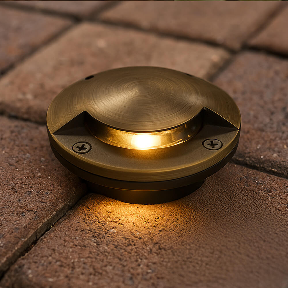 12V Composite In Ground Well Light w/ Cast Brass One Leaf Cover, Landscape Lighting w/ N.S.C., Easy DIY Installation - N.S.C. - OIG-3B-MR1