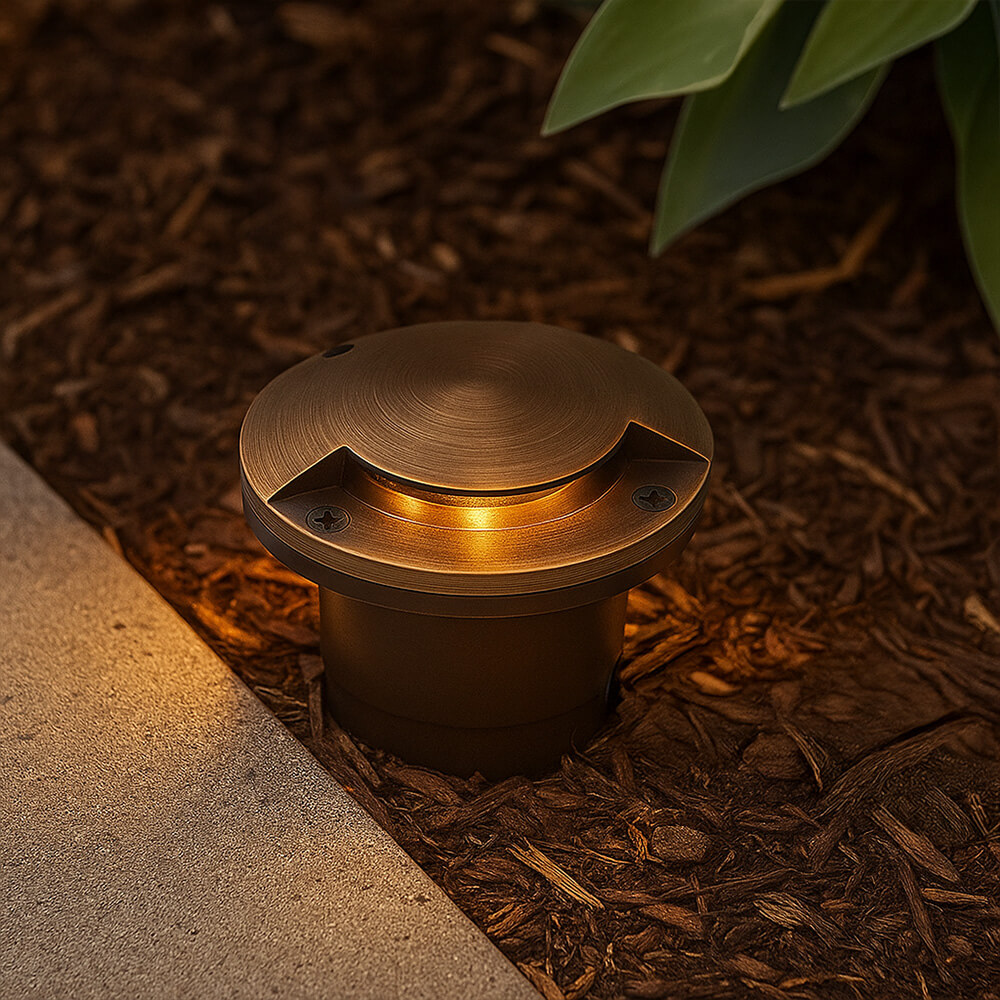 12V Composite In Ground Well Light w/ Cast Brass One Leaf Cover, Landscape Lighting w/ N.S.C., Easy DIY Installation - N.S.C. - OIG-3B-MR1
