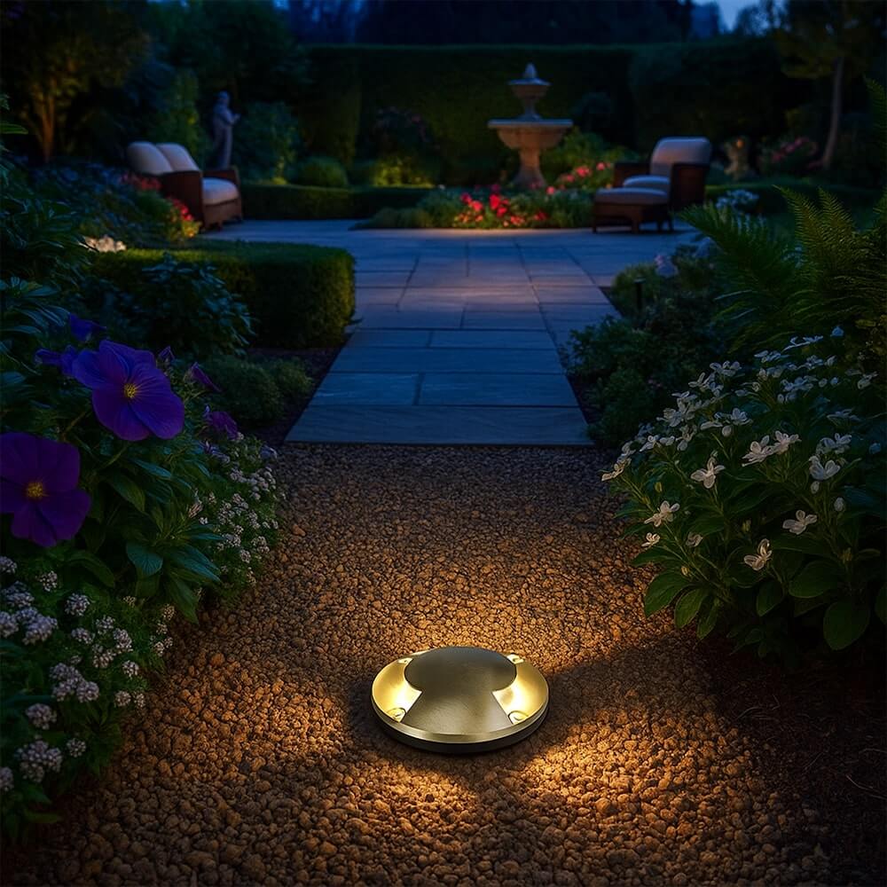 12V Composite In Ground Well Light w/ Cast Brass Bi-Directional Cover, Landscape Lighting w/ N.S.C., Easy DIY Installation - N.S.C.- OIG-3B-MR2