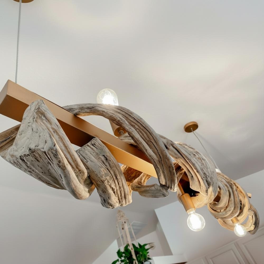 White Water Natural Driftwood Rustic Chandelier In Scene 2