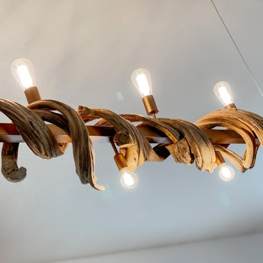 White Water Natural Driftwood Rustic Chandelier In Scene 3