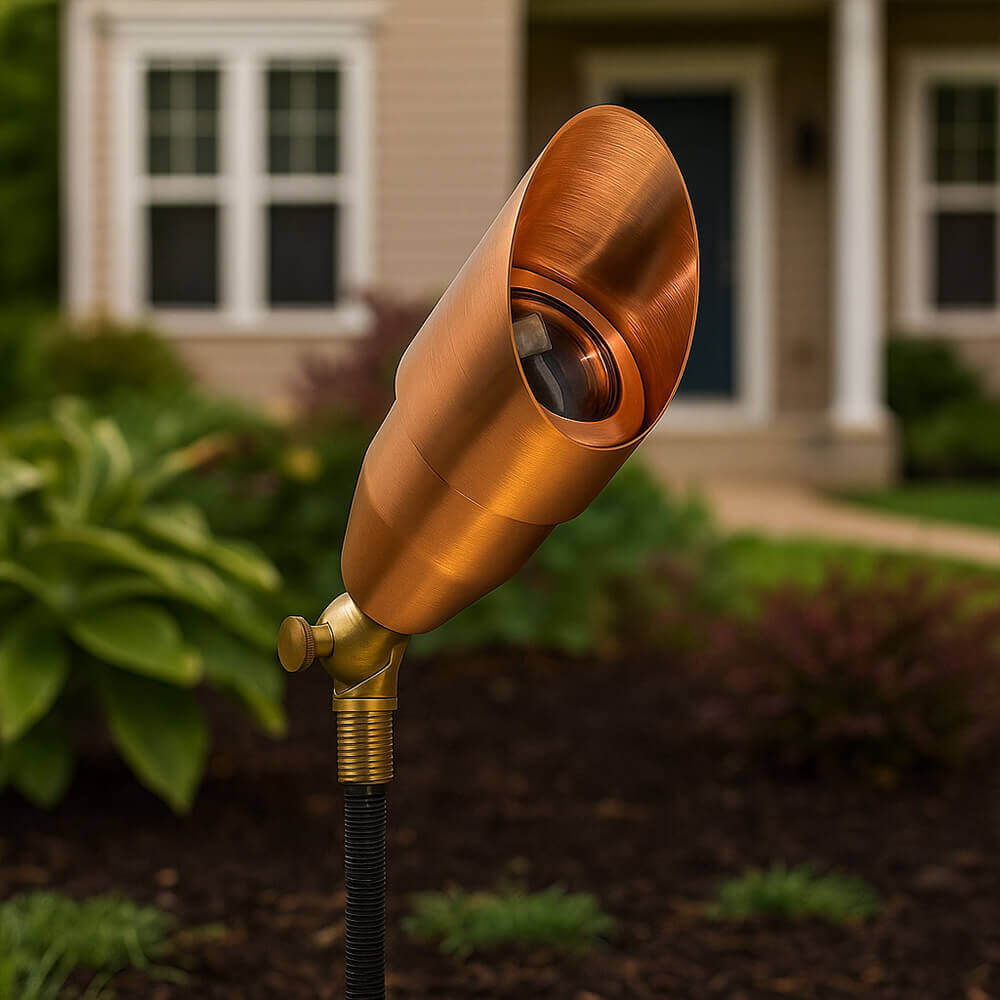 Brass Spotlight, Adjustable Swivel , No Splice Connect (NSC) Wiring (PSDX-K008), Landscape Lighting w/ NSC, Easy DIY Installation - OSF-008