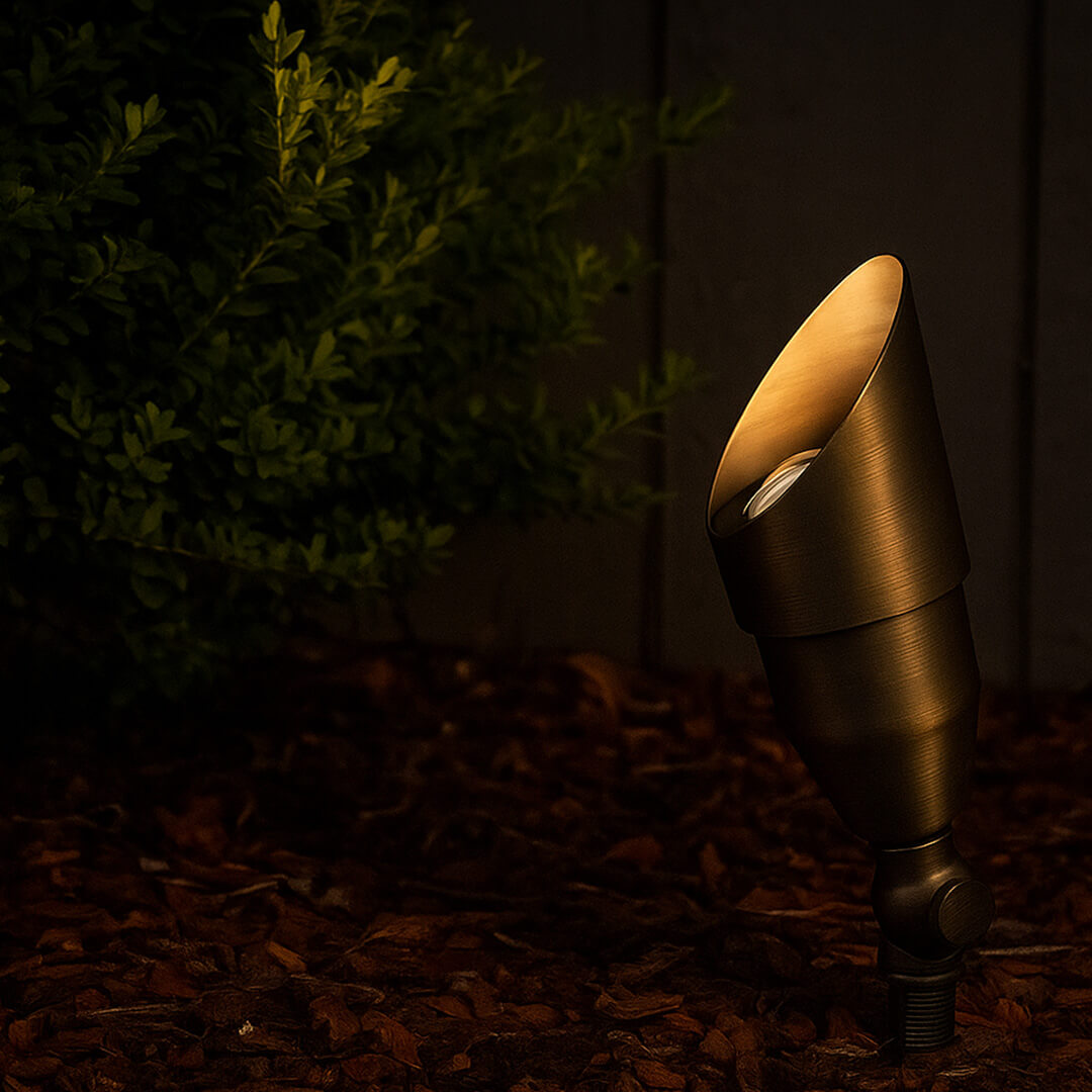 Brass Spotlight, Adjustable Swivel , No Splice Connect (NSC) Wiring (PSDX-K008), Landscape Lighting w/ NSC, Easy DIY Installation - OSF-008