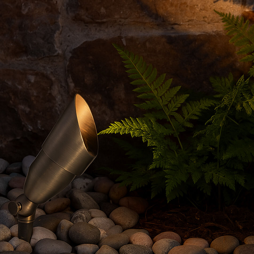 Brass Spotlight, Adjustable Swivel , No Splice Connect (NSC) Wiring (PSDX-K008), Landscape Lighting w/ NSC, Easy DIY Installation - OSF-008