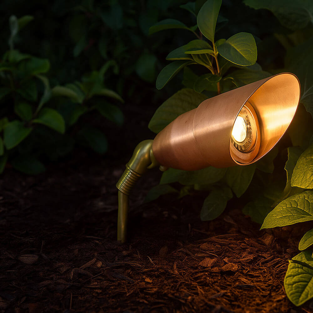 Brass Spotlight, Adjustable Swivel , No Splice Connect (NSC) Wiring (PSDX-K008), Landscape Lighting w/ NSC, Easy DIY Installation - OSF-008