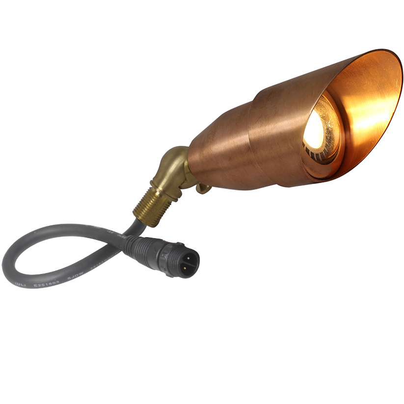 Brass Spotlight, Adjustable Swivel , No Splice Connect (NSC) Wiring (PSDX-K008), Landscape Lighting w/ NSC, Easy DIY Installation - OSF-008