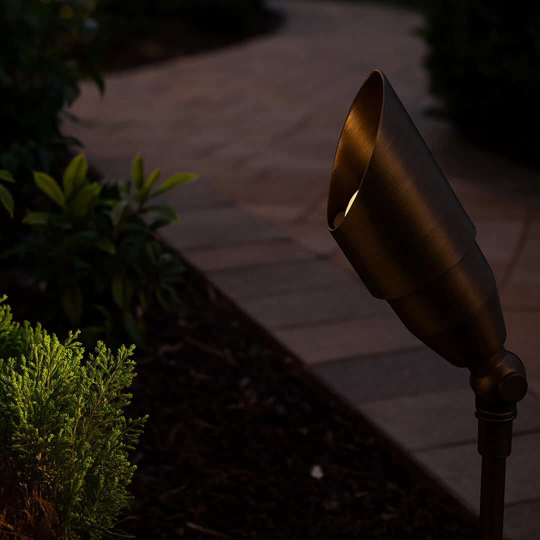 LED Brass Spotlight, Adjustable Swivel , No Splice Connect (NSC) Wiring, Landscape Lighting w/ NSC, Easy DIY Installation - LEDX-K008-NSC