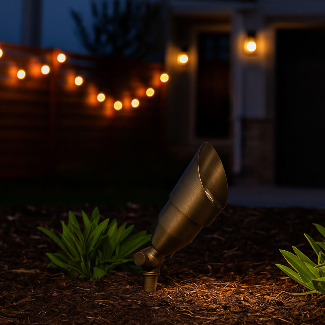 LED Brass Spotlight, Adjustable Swivel , No Splice Connect (NSC) Wiring, Landscape Lighting w/ NSC, Easy DIY Installation - LEDX-K008-NSC