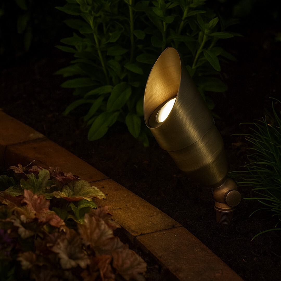 LED Brass Spotlight, Adjustable Swivel , No Splice Connect (NSC) Wiring, Landscape Lighting w/ NSC, Easy DIY Installation - LEDX-K008-NSC