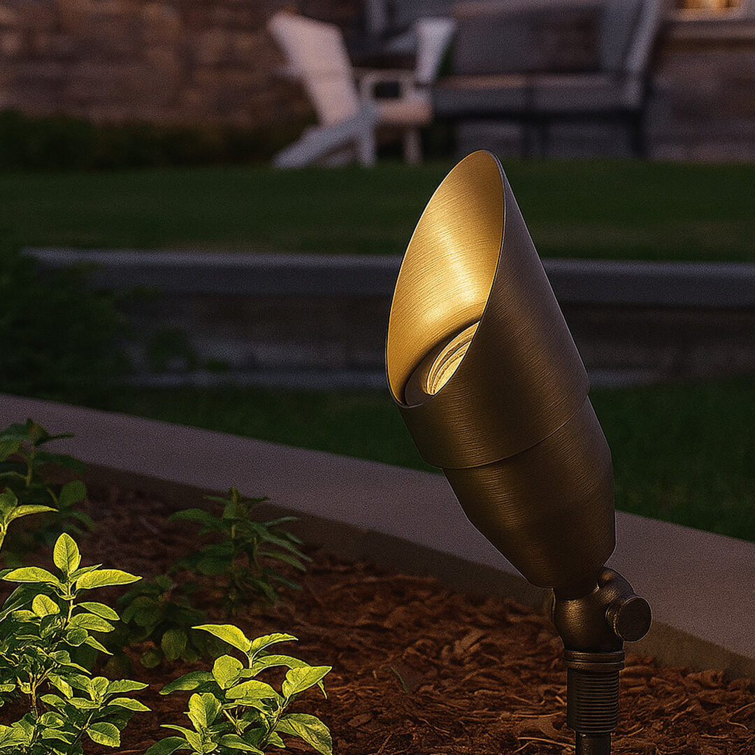 LED Brass Spotlight, Adjustable Swivel , No Splice Connect (NSC) Wiring, Landscape Lighting w/ NSC, Easy DIY Installation - LEDX-K008-NSC