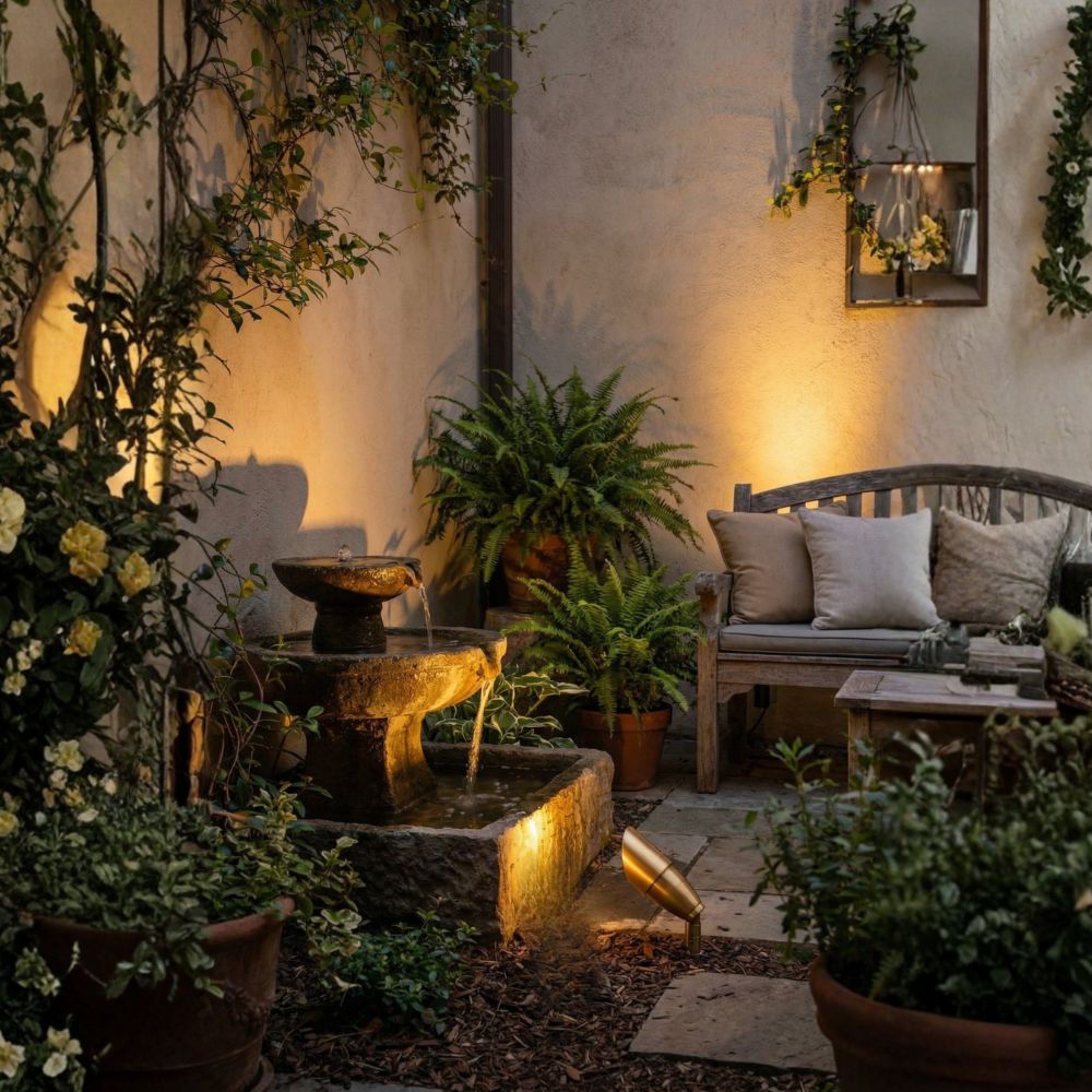 LED Brass Spotlight, Adjustable Swivel , No Splice Connect (NSC) Wiring, Landscape Lighting w/ NSC, Easy DIY Installation - LEDX-K008-NSC