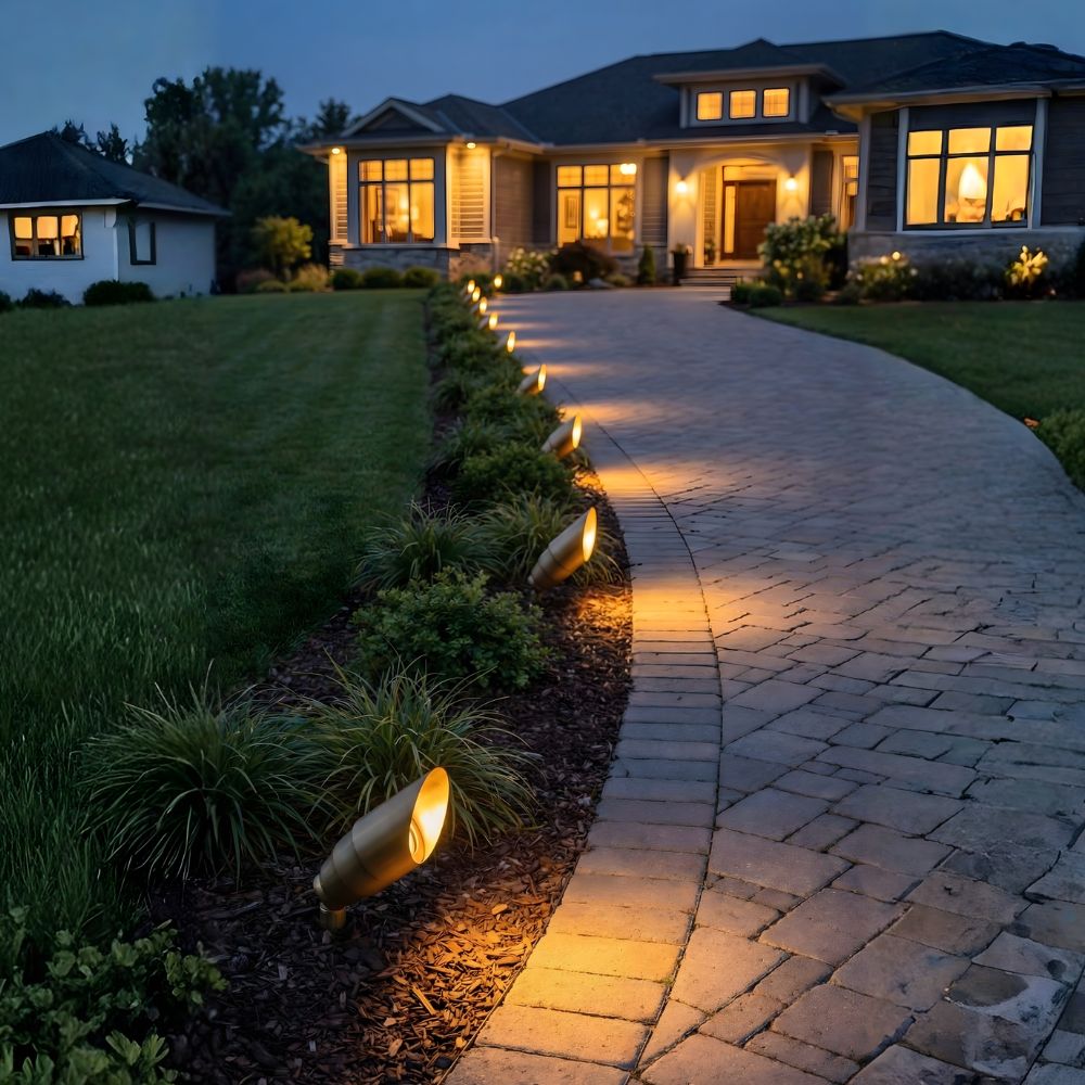 LED Brass Spotlight, Adjustable Swivel , No Splice Connect (NSC) Wiring, Landscape Lighting w/ NSC, Easy DIY Installation - LEDX-K008-NSC