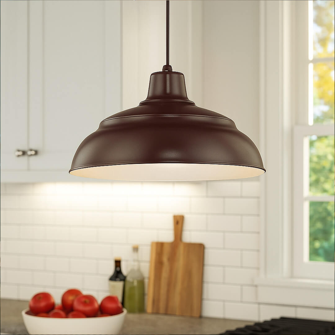 120V R Series Hanging Corded Farmhouse Style Wide Dome Pendant