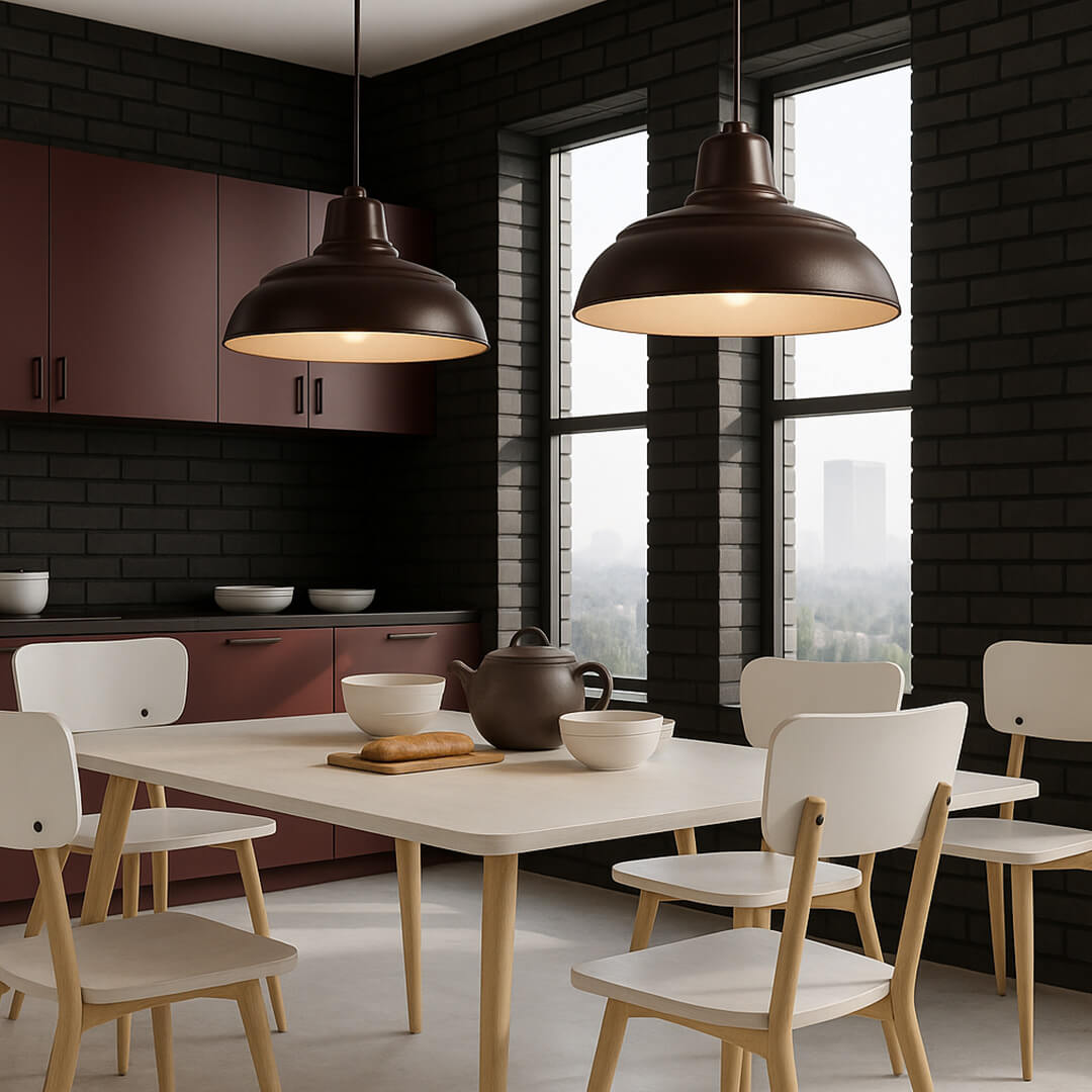 120V R Series Hanging Corded Farmhouse Style Wide Dome Pendant