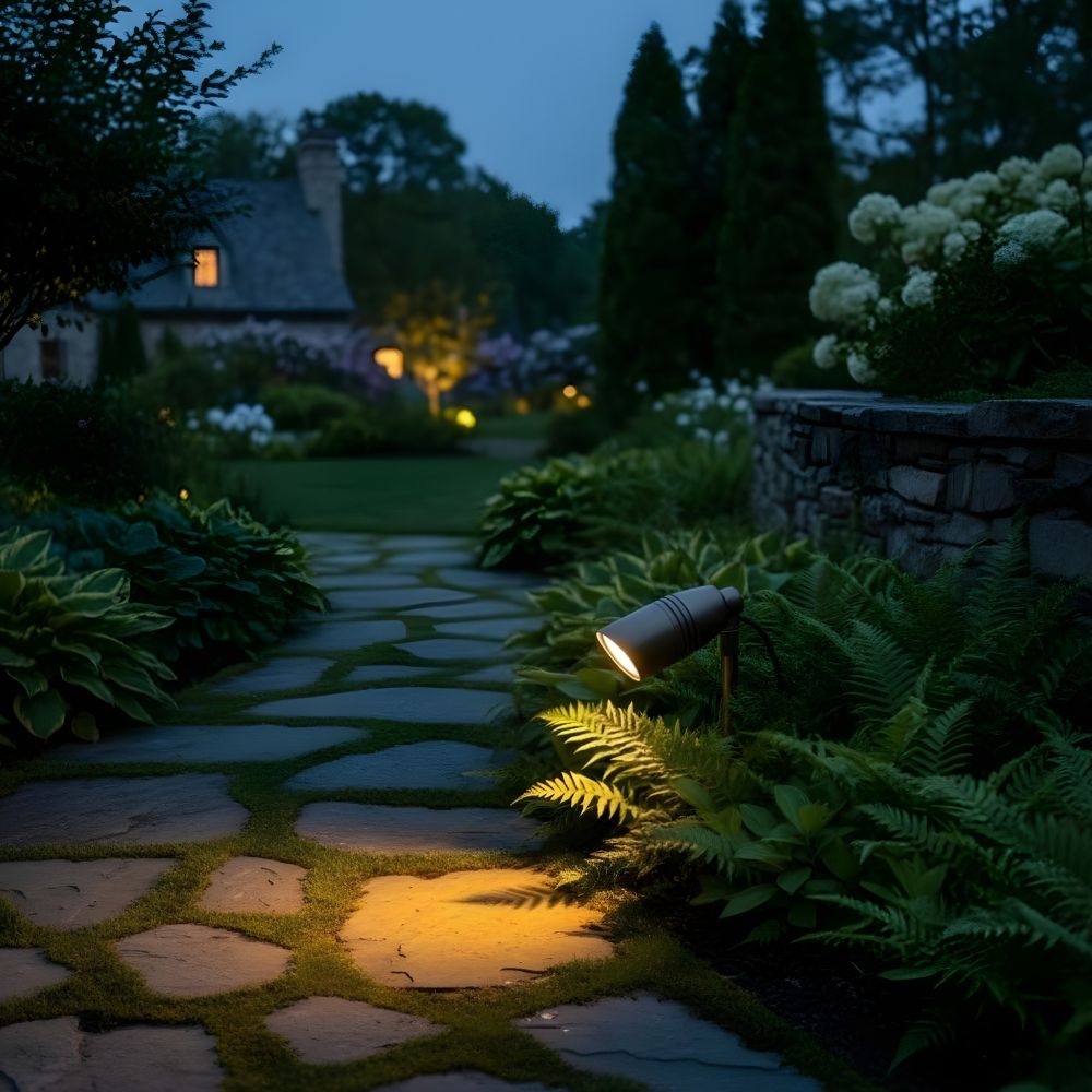 12V/120V Outdoor Cast Brass No Splice Connection Spotlight