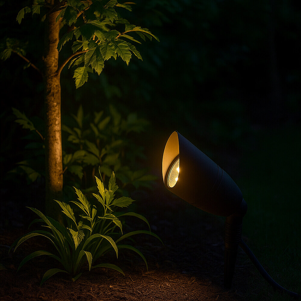 12V Outdoor Integrated LED Cast Brass Spotlight No Splice Connection, Landscape Lighting w/ NSC, Easy DIY Installation - OSFL-2105-MAX