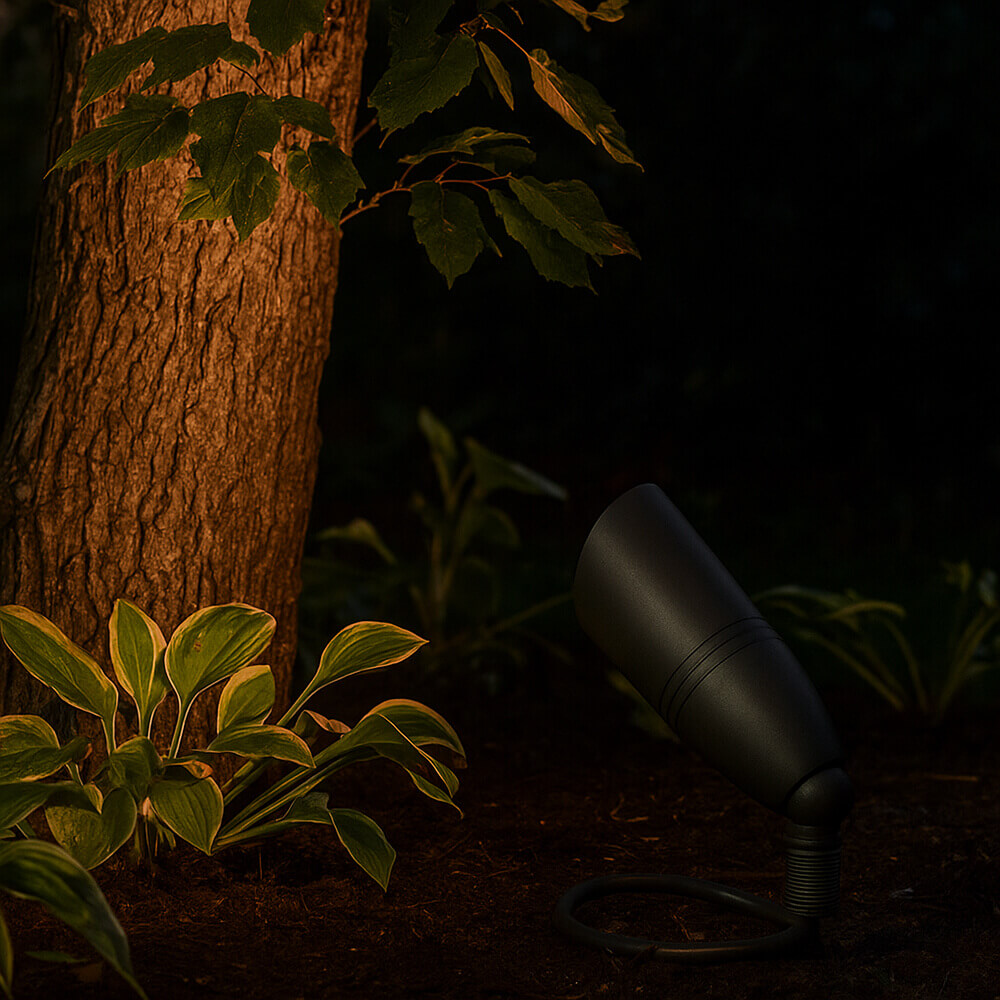 12V Outdoor Integrated LED Cast Brass Spotlight No Splice Connection, Landscape Lighting w/ NSC, Easy DIY Installation - OSFL-2105-MAX