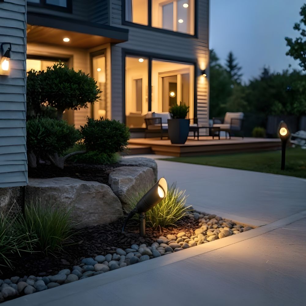 12V Outdoor Integrated LED Cast Brass Spotlight No Splice Connection, Landscape Lighting w/ NSC, Easy DIY Installation - OSFL-2105-MAX