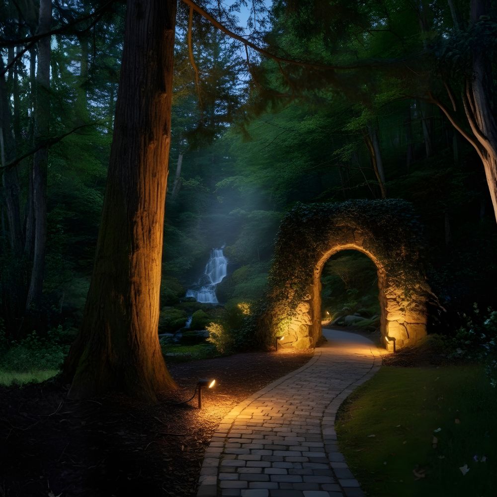 12V Outdoor Integrated LED Cast Brass Spotlight No Splice Connection, Landscape Lighting w/ NSC, Easy DIY Installation - OSFL-2105-MAX