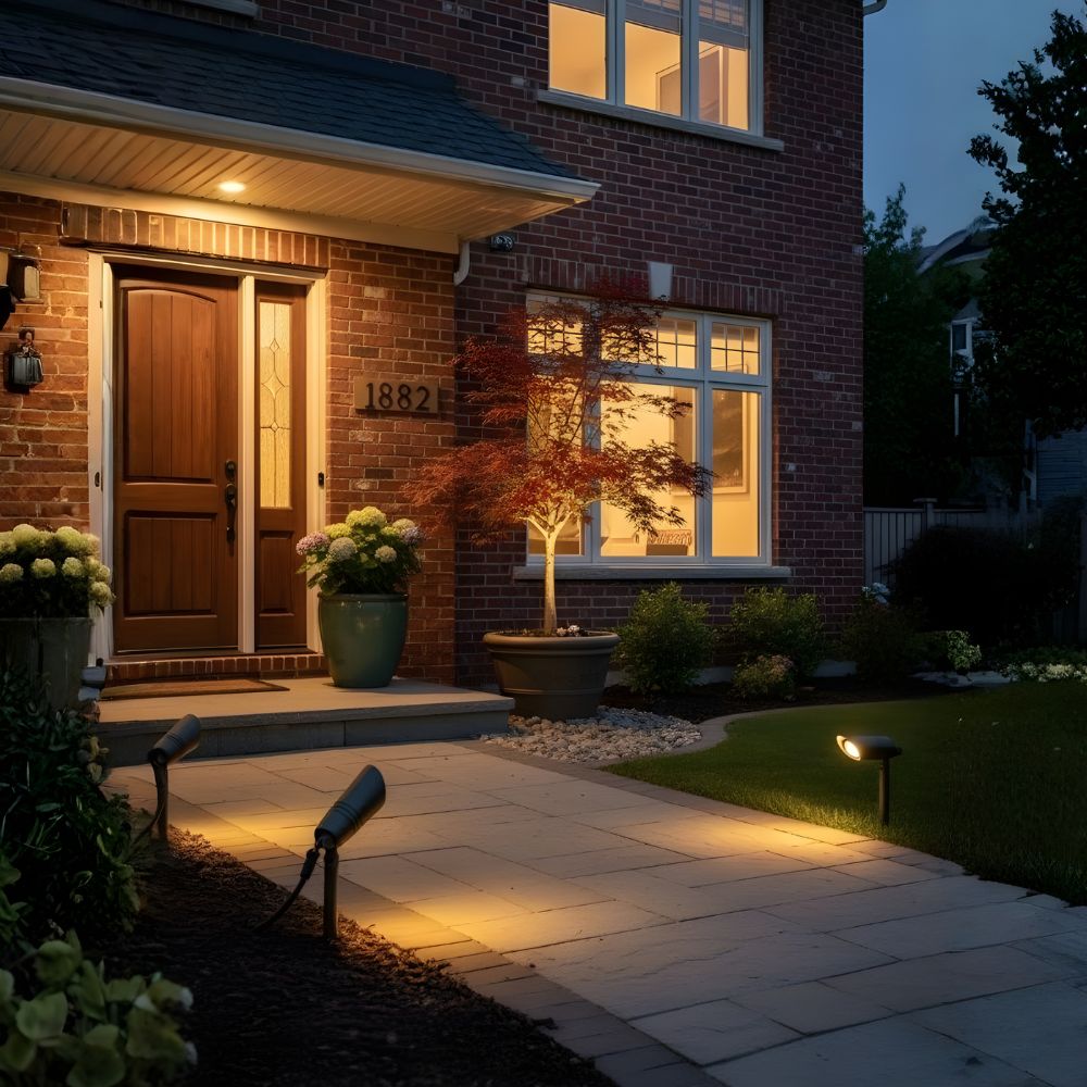 12V Outdoor Integrated LED Cast Brass Spotlight No Splice Connection, Landscape Lighting w/ NSC, Easy DIY Installation - OSFL-2105-MAX