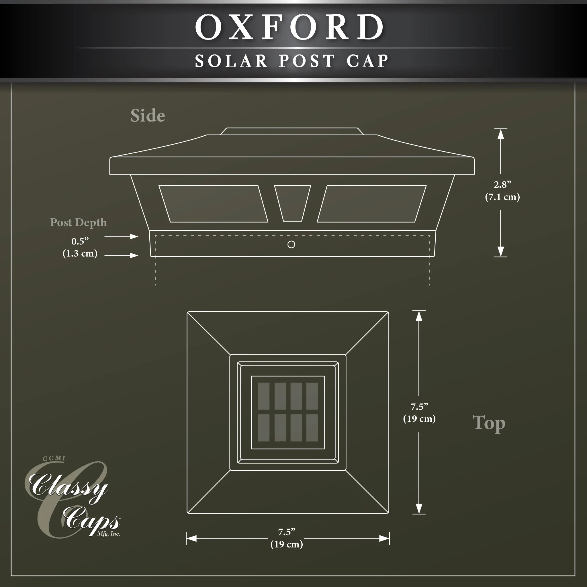 Oxford Post Cap Light Dimensions