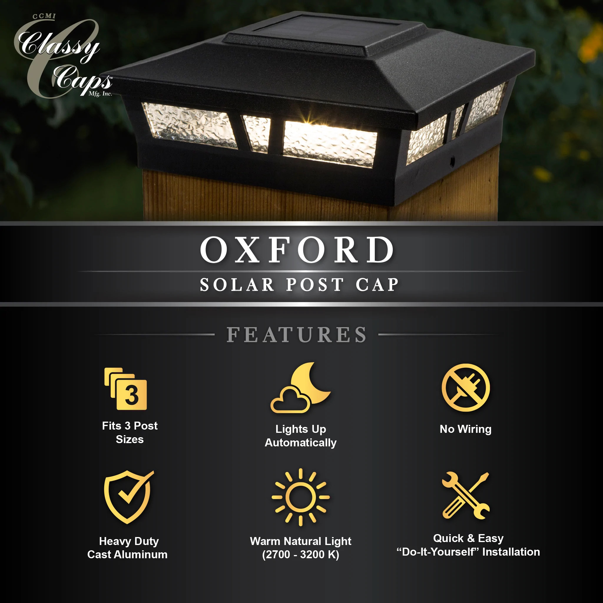 Oxford Solar Post Cap Light Diagram 6