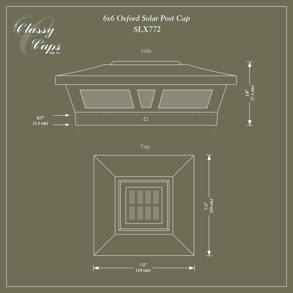 Oxford Solar Post Cap Dimensions