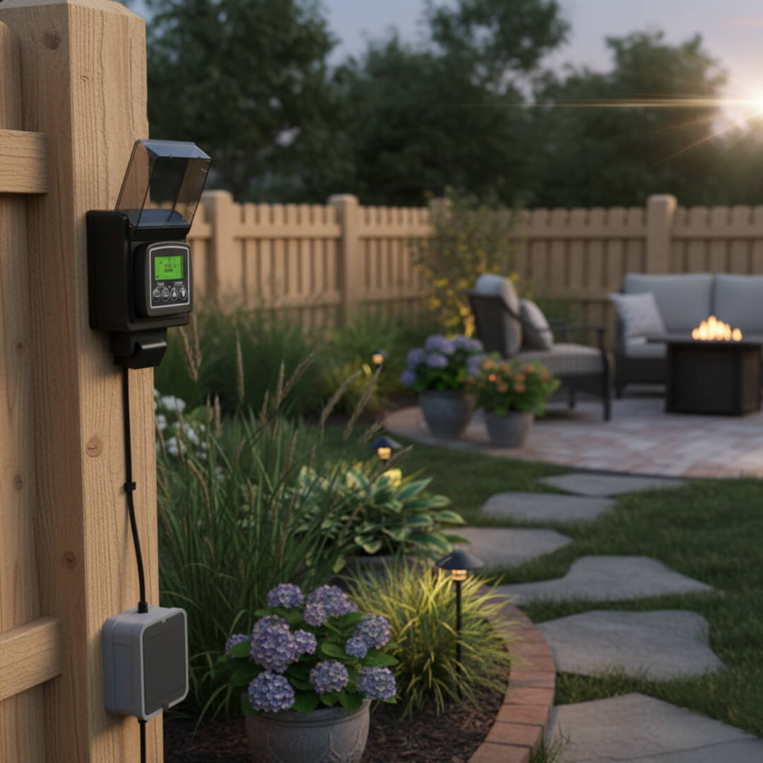 150W Compact Mini Outdoor Transformer w/ Astronomical LCD or Dusk to Dawn LED Timers - OTR-YLP-150