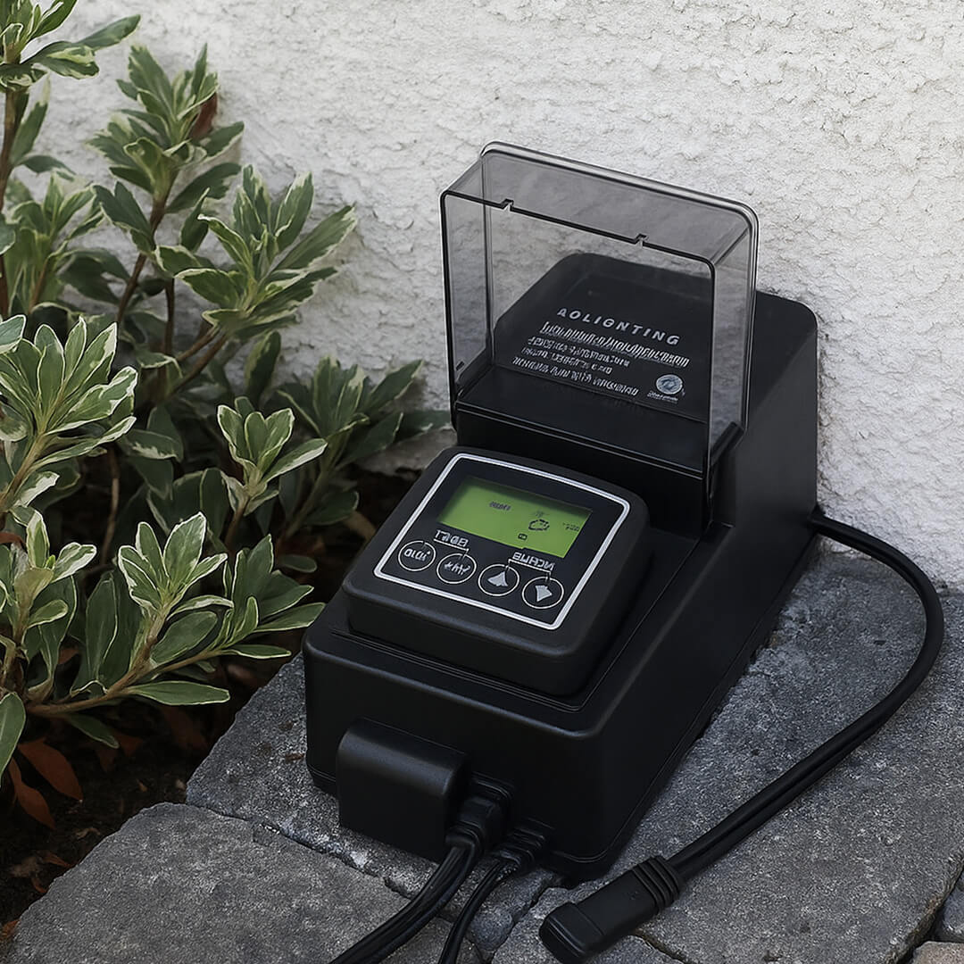 150W Compact Mini Outdoor Transformer w/ Astronomical LCD or Dusk to Dawn LED Timers - OTR-YLP-150