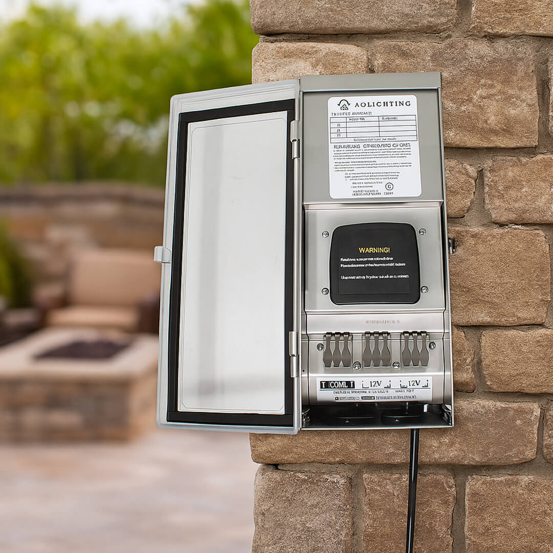 150W Low Voltage Transformer, Outdoor Rated, Dual Tap, Stainless Steel Body w/ LED or LCD Timer - OTR-YLS-150