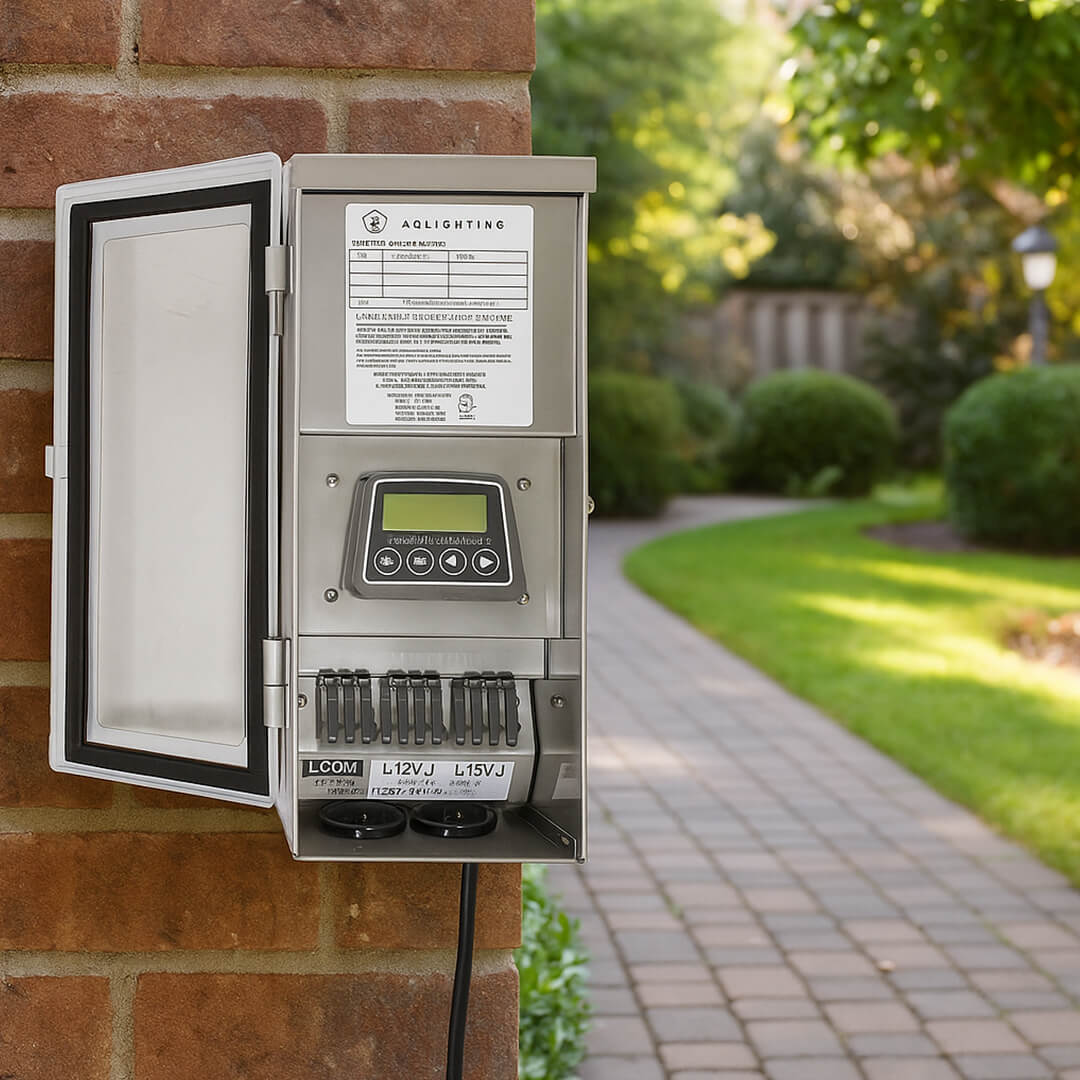 150W Low Voltage Transformer, Outdoor Rated, Dual Tap, Stainless Steel Body w/ LED or LCD Timer - OTR-YLS-150