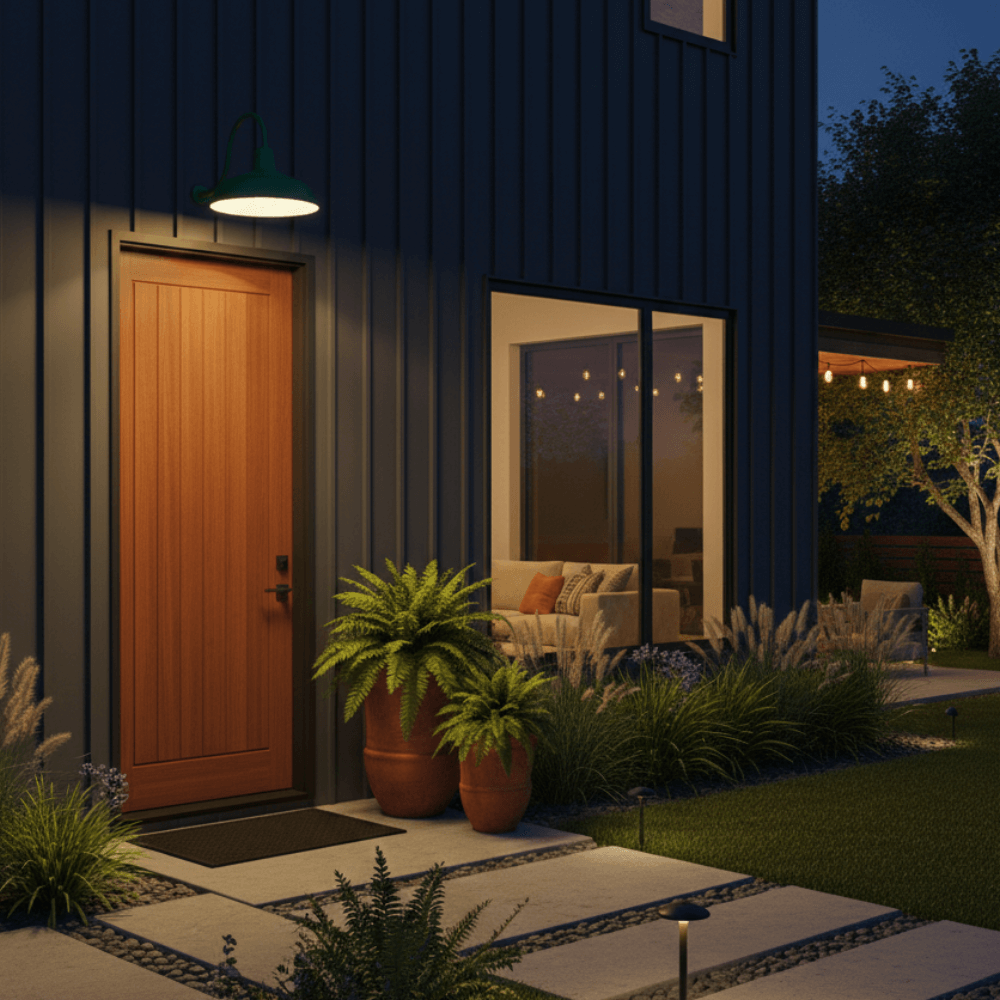 Fully Customizable Indoor/Outdoor Gooseneck Fixture, Integrated LED or Medium Base, Black, Dark Bronze, White, Dark Green, Bock Lighting - OGN-BCK