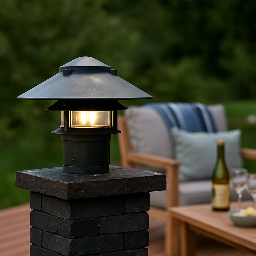 120V Cast Aluminum Large Top 3 tier Pagoda Post Light - OPP-DBM-D5000-310