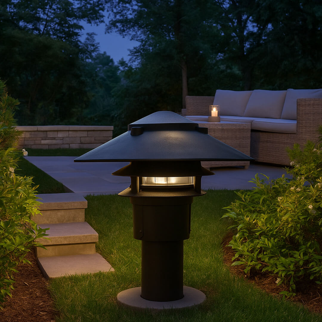 120V Cast Aluminum Large Top 3 tier Pagoda Post Light - OPP-DBM-D5000-310