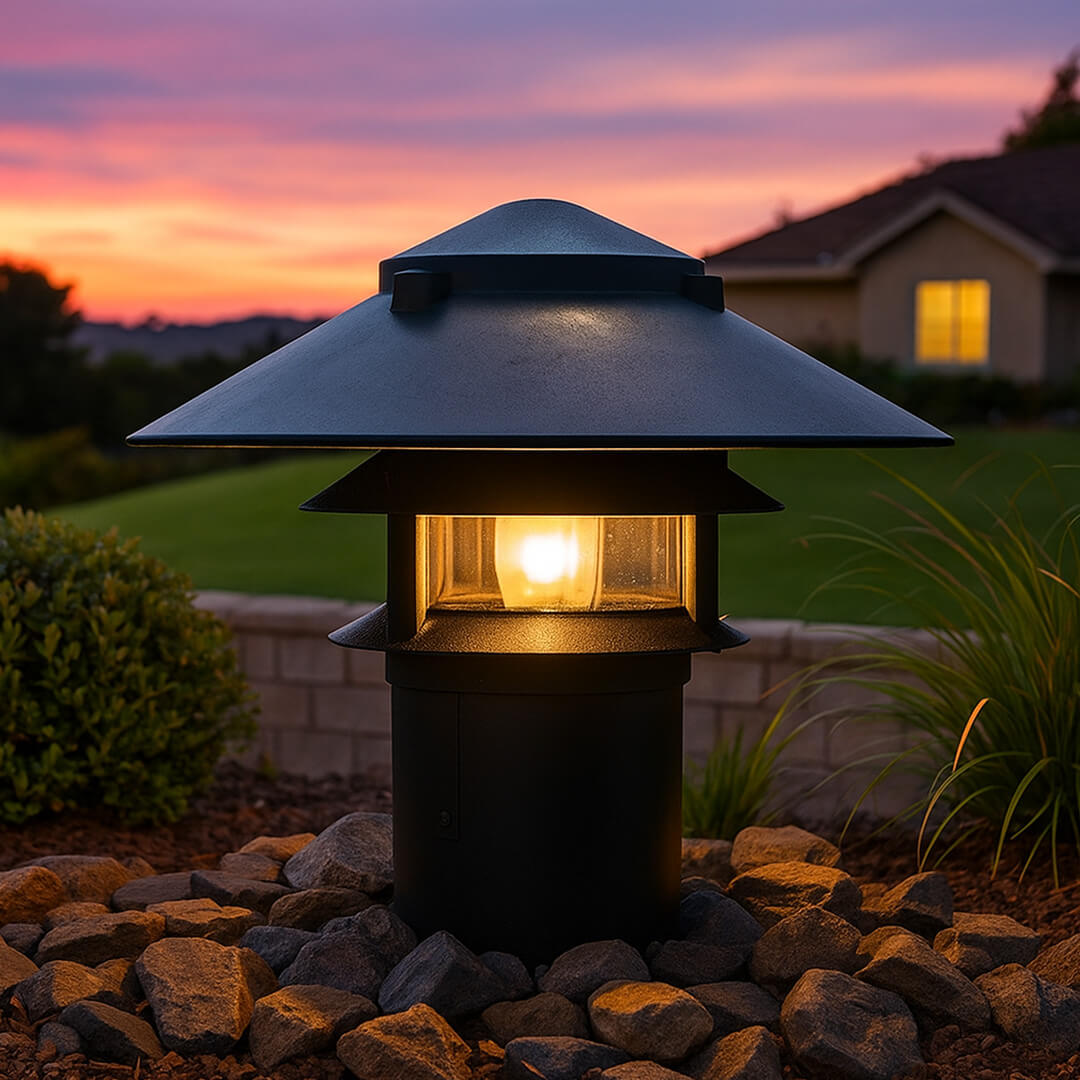 120V Cast Aluminum Large Top 3 tier Pagoda Post Light - OPP-DBM-D5000-310