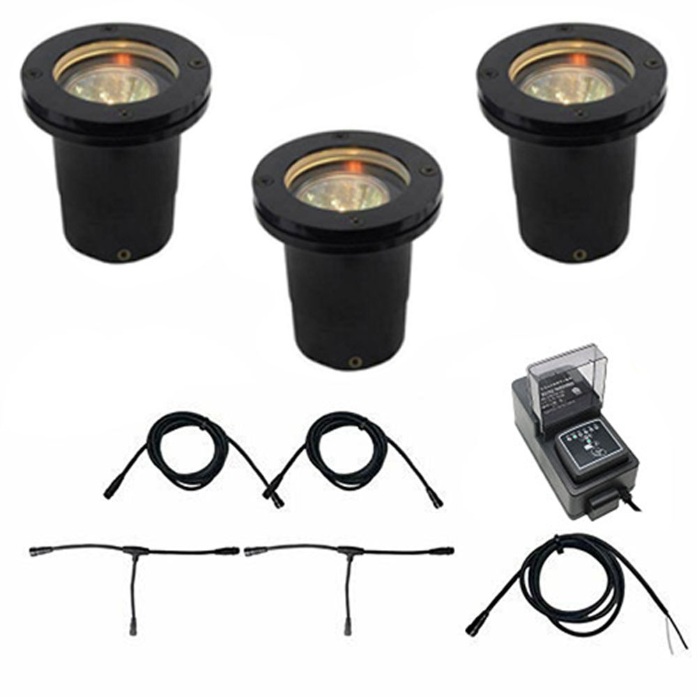 12V LED Open Face NSC In Ground Well Light Landscape Lighting 3 kit
