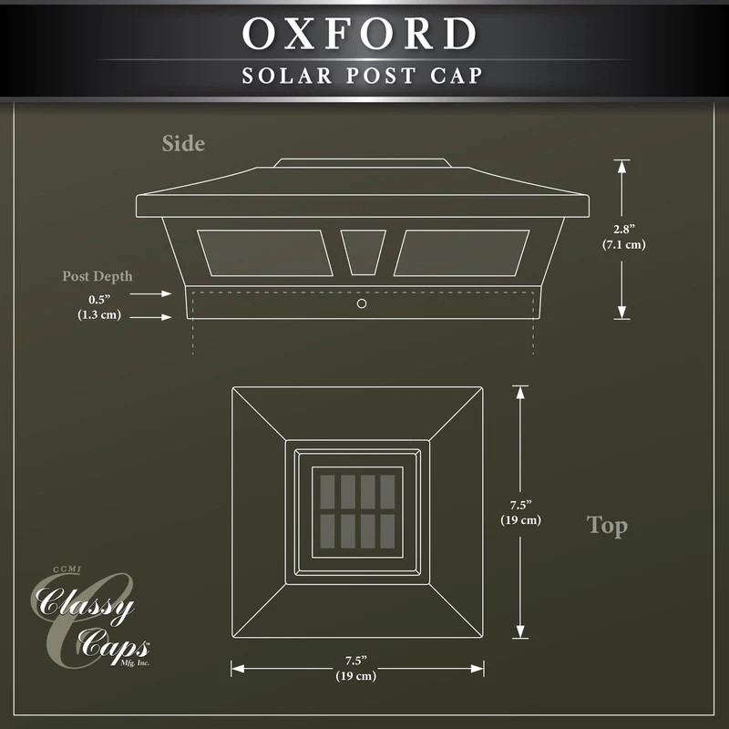 Picture of Oxford 6x6 Post light dimensions. Picture of Oxford 6x6 Post light dimensions.