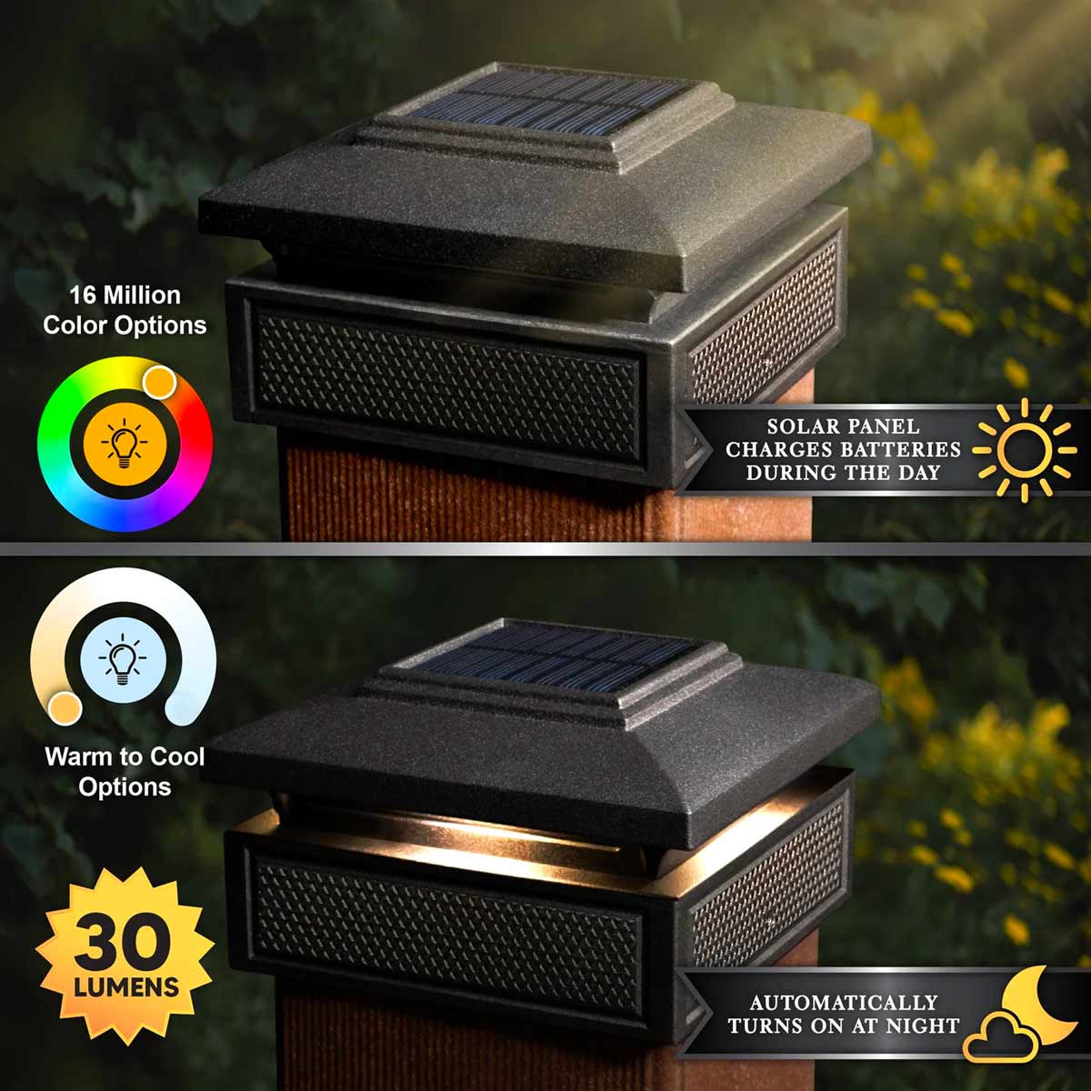 Lumineer Smart Solar Post Cap Black In-Scene Diagram 2 Lumineer Smart Solar Post Cap Black In-Scene Diagram 2